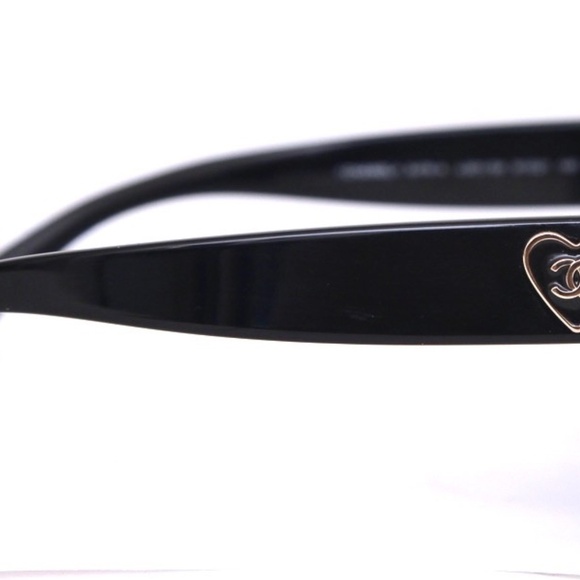 CHANEL Sunglasses Black Heart Square Gold Acetate Enamel Eyeglasses 5478-A 501S4 - Picture 14 of 14